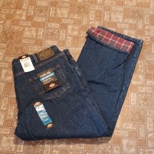 Dickies Men's Relaxed Fit Flannel Lined Blue Jeans 42x32